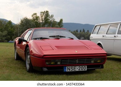 Hungary Szodliget Jun 22 2019:Old Vintage Ferrari  Coup  On Display In A Mint Condition.  