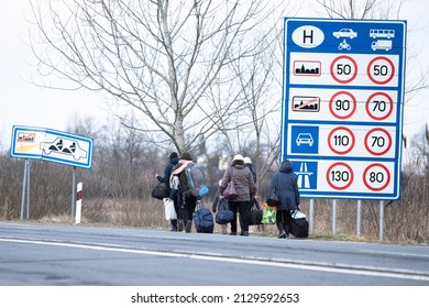 Hungary-Beregsurany, 02.26.2022. Ukrainian families flee the war across the Hungarian border to a peaceful area.26.02.2022