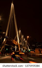 Hungerford Bridge And Golden Jubilee Bridges In London At Night