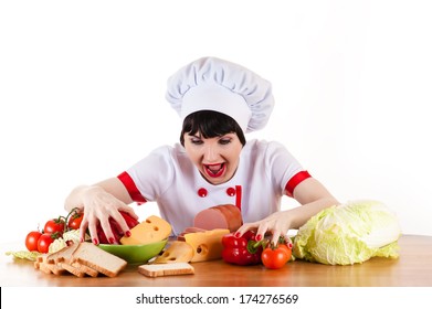 Hungry Chef Rushes On Food