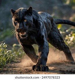 Hunting Black Panther in Hunting Action