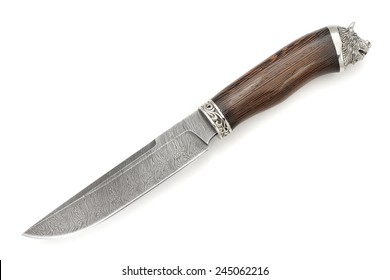 Hunting Knife Damask Steel Wild Boar Head