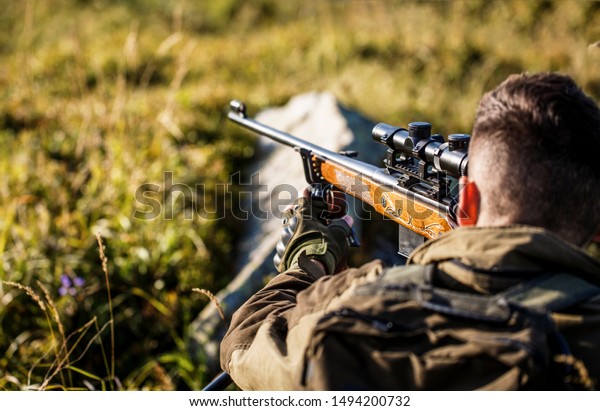 Hunting Period Male Gun Close Hunter Stock Photo Edit Now 1494200732