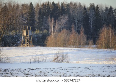 hunting tower in winter