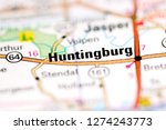Huntingburg. Indiana. USA on a geography map