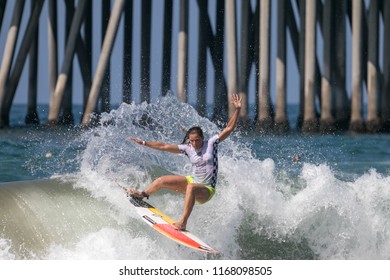 Huntington Beach, CA / USA - August 4, 2018: Courtney Conlogue Competing In The US Open Of Surfing 2018