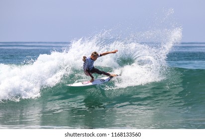 Huntington Beach, CA / USA - July 29, 2018: Kevin Schulz Competing In The US Open Of Surfing 2018