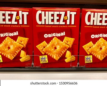 Huntington Beach, CA / USA - October 14, 2019: Cheez Its On A Store Shelf 