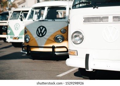 HUNTINGTON BEACH, CALIFORNIA - OCTOBER 05, 2019 - Holiday Trip In LA. Old Car On Huntington Beach.