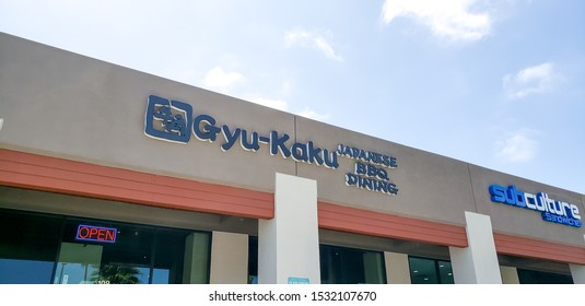 Huntington Beach, California/United States - 09/04/2019: A Store Front Sign For The Japanese BBQ Restaurant Known As Gyu-Kaku