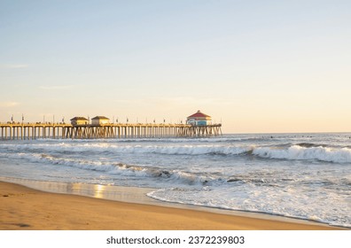 The Huntington Beach pier in Huntington Beach, CA, Surf City USA