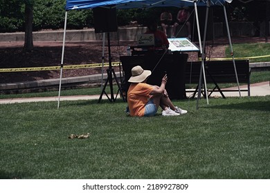 Huntsville, AL USA – June 4, 2022: Wear Orange Hold National Gun Violence Awareness Day At Big Spring International Park.