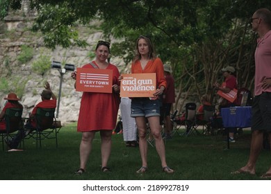 Huntsville, AL USA – June 4, 2022: Wear Orange Hold National Gun Violence Awareness Day At Big Spring International Park.