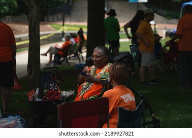 Huntsville, AL USA – June 4, 2022: Wear Orange Hold National Gun Violence Awareness Day At Big Spring International Park.