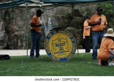 Huntsville, AL USA – June 4, 2022: Wear Orange Hold National Gun Violence Awareness Day At Big Spring International Park.