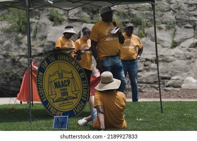 Huntsville, AL USA – June 4, 2022: Wear Orange Hold National Gun Violence Awareness Day At Big Spring International Park.