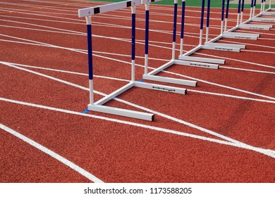 Hurdle Bracket On Red Plastic Runway