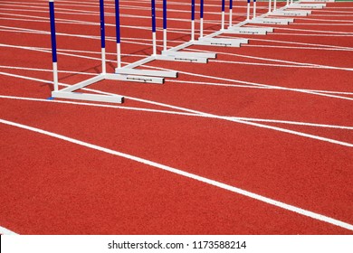 Hurdle Bracket On Red Plastic Runway