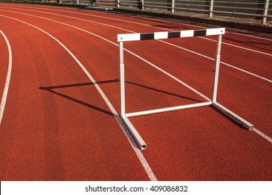 Hurdle Race Barrier On Stadium Track