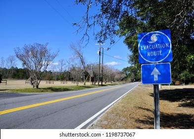 Hurricane Evacuation Route Sign.