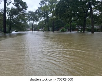 Hurricane Harvey 2017, Flooding In Spring Texas, A Couple Miles North Of Houston.