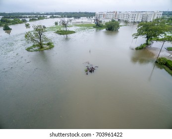 Hurricane Harvey Flooded Streets In League City Texas I45 And 518