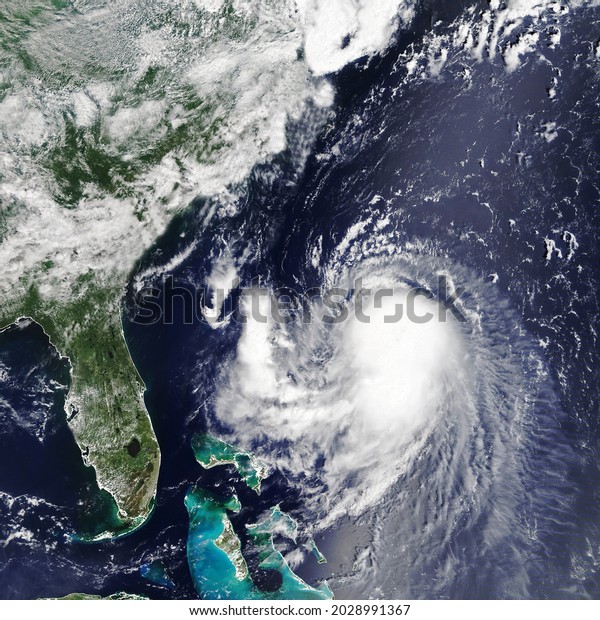 Hurricane Ida is approaching the coast\
USA. The eye of the  typhoon. Severe tropical storm. Satellite view\
 Some elements of this image furnished by\
NASA