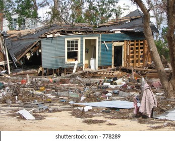 Hurricane Katrina Wind Storm Surge Damage Near Biloxi, Mississippi.