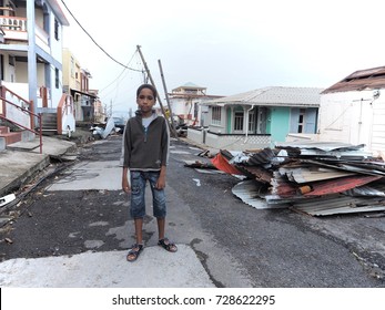 Hurricane Maria Destroyed Everything During Its Passage On The Island Of Dominica. This Child In Martinique With His Family,no Water, No Electricity, Nothing.   09/18/2017