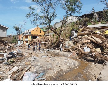 The Hurricane Maria To Everything Destroyed During Its Passage On The Island Of The Dominica. The People Lose Her Houses, They Have No Water No Electricity. The 09/18/2017