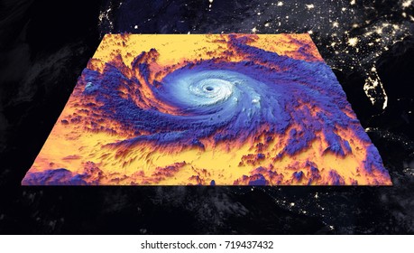 Hurricane Maria over USA. Thermal image. Elements of this image furnished by NASA