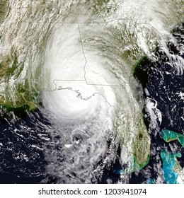 Hurricane Michael Made Landfall Near Mexico Beach, Florida. Elements Of This Image Are Furnished By NASA