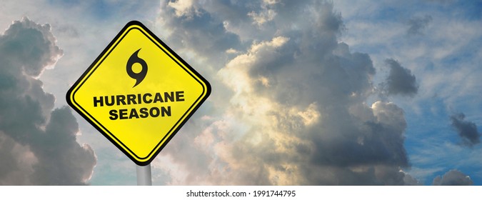 Hurricane Season Sign On Cloudy Background