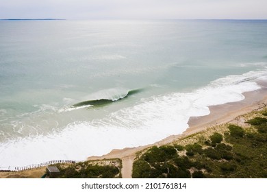 Hurricane Waves Eroding A Beach In New England