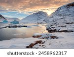 Hurry Inlet at dusk - King Christian X Land on the east coast of Greenland.