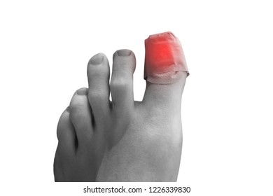 Hurt Toe With Band Plaster Aid Pain Concept