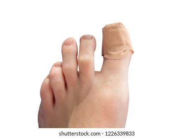 Hurt Toe With Band Plaster Aid Pain Concept