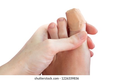 Hurt Toe With Band Plaster Aid Pain Concept