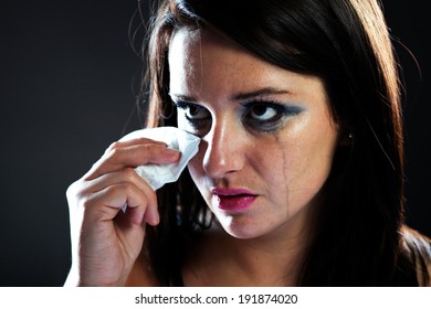 Hurt Woman Crying Face Smeared Make Stock Photo 191874020 | Shutterstock