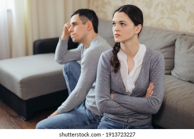 The Husband And Wife Do Not Speak After The Fight. Offended Married Couple