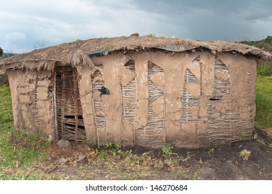 hut in the masai village in kenya 