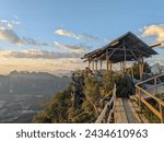 Hut at Mountain viewpoint in Vang Vieng, Laos. Beautiful Nature during Sunrise time, Hike, Nature, Relay, Calmness, sky, holiday