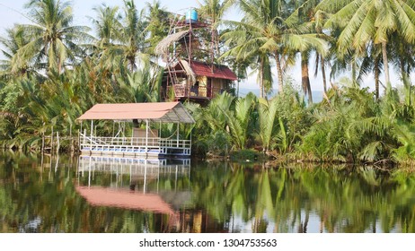 Hut reflection on the river