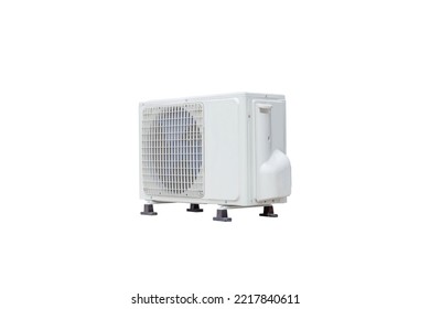 HVAC Air Conditioning, Air Conditioner Compressor Unit Isolated On White Background With Clipping Path