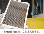 hvac filter replacing. Replacing the filter in the central ventilation system, furnace. Replacing Dirty Air filter for home central air conditioning system. Change filter in rotary heat exchanger
