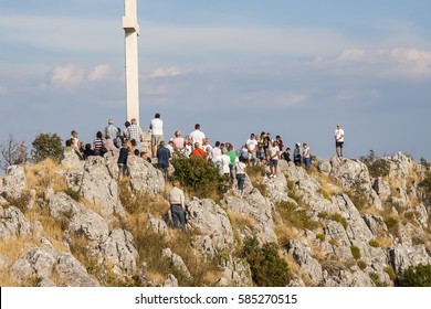 HVAR, CROATIA - CIRCA SEPTEMBER 2016: Holy Mass on the top of Sveti Nikola highest on the island of Hvar circa September 2016 in Hvar. - Shutterstock ID 585270515