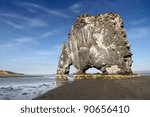 Hvitserkur, giant rock with the shape of a petrified animal, in the Hunafloi bay, North Iceland.