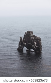 Hvitserkur is a spectacular rock in the sea on the Northern coast of Iceland. Bad weather