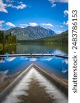 Hyalite Reservoir Dam on Hyalite Canyon in Bozeman, Montana, USA: The beautiful and tranquil landscape at an elevation of 6,699 ft, north of Yellowstone National Park