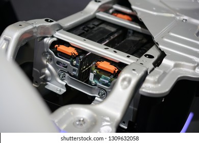 Hybrid Car Lithium Battery Pack In Selective Focus